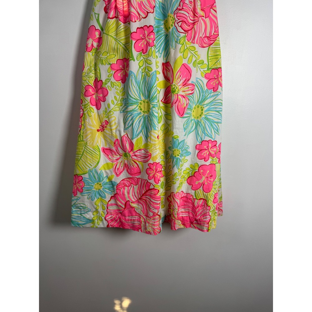 Preppy Lilly Pulitzer Women 14 Halter Dress Pink Floral Crochet Lace Tropical - Picture 10 of 10